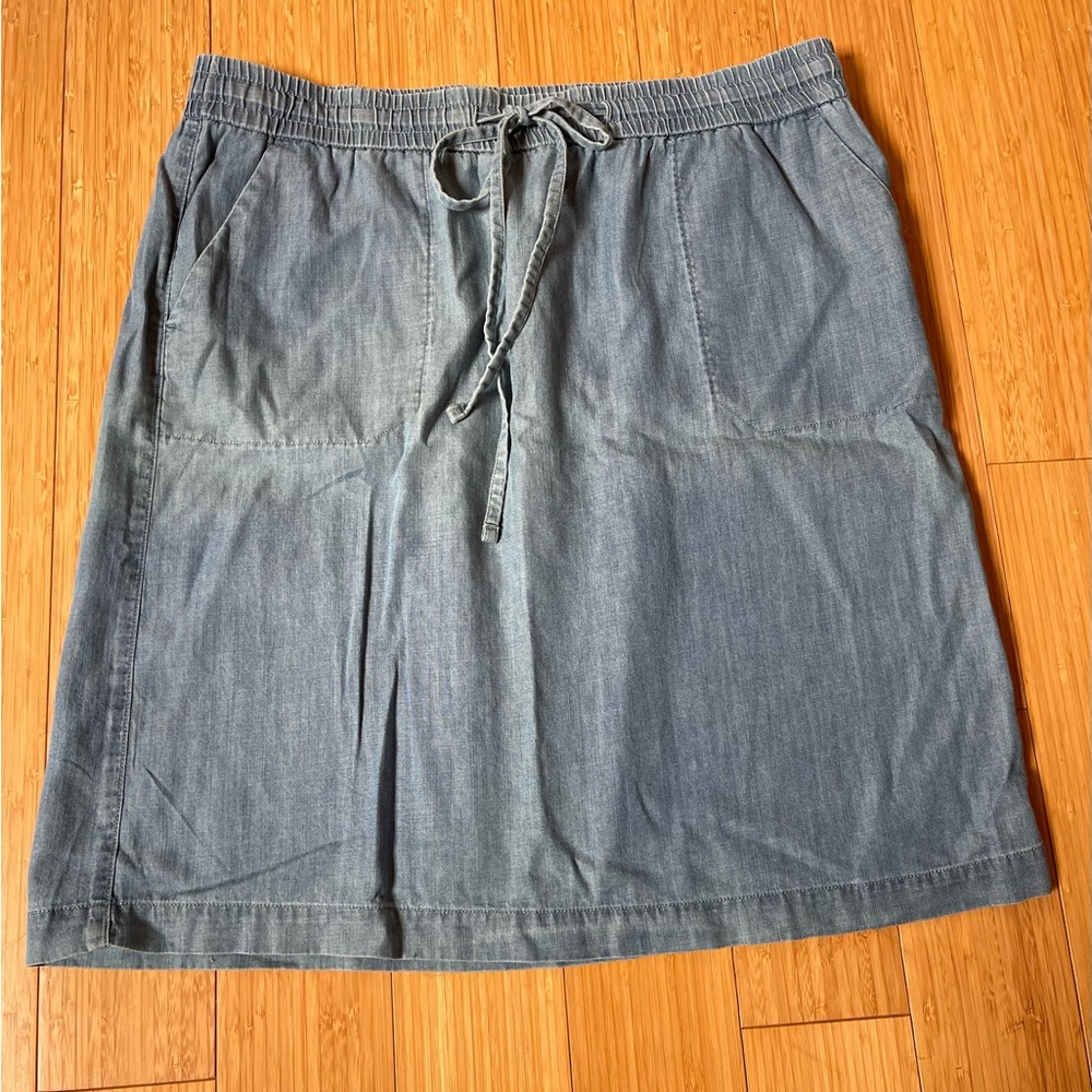 Talbots A-Line Chambray Skirt with Drawstring